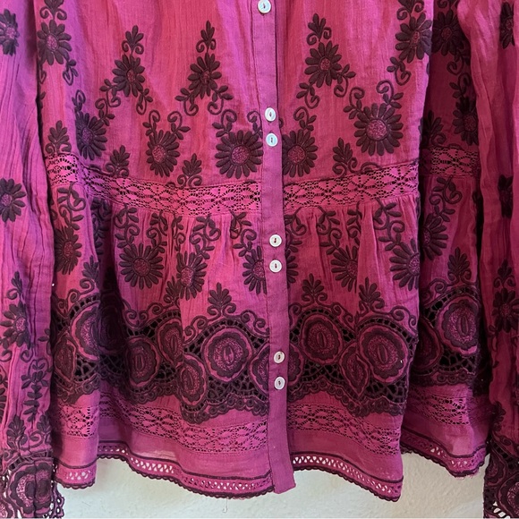 Sundance Tales of Time purple embroidered blouse - Picture 6 of 12